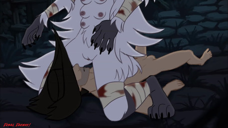 anthro anthro_penetrated antlers blood blood_stain bodily_fluids breasts building clothing covered_eyes cowboy_hat cunnilingus dominant dominant_female drooling duo erection female female_penetrated full_moon fur genital_danger_play genital_fluids genitals hair hat headgear headwear horn human_on_anthro human_penetrating human_penetrating_anthro interspecies licking light lying male male/female male_penetrating male_penetrating_female moon moonlight multi_breast night nipples nude on_ground open_mouth oral outside outside_sex path pathway penetration penile penile_penetration penis penis_lick plant precum saliva saliva_string sex sharp_teeth sky structure tail teeth tongue tongue_out tree vaginal vaginal_penetration vulva white_body white_fur wounded wrappings feral_frenzy tuwka bloodborne fromsoftware mythology sony_corporation sony_interactive_entertainment vicar_amelia beast_(bloodborne) canid canine human mammal monster mythological_canine mythological_creature 16:9 animated hi_res preview promotional_material short_playtime sound webm widescreen