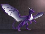 claws feral horn membrane_(anatomy) membranous_wings purple_body purple_eyes purple_skin simple_background smile solo spines tail wings jewel-thief european_mythology mythology dragon mythological_creature mythological_scalie scalie western_dragon 2016 absurd_res digital_media_(artwork) hi_res