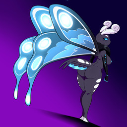 anthro areola big_butt blue_eyes breasts butt eyelashes female half-closed_eyes looking_at_viewer looking_back narrowed_eyes nipples non-mammal_breasts presenting presenting_hindquarters solo standing thick_thighs wide_hipped_female wide_hips wings lonbluewolf arthropod insect lepidopteran moth 1:1 2017 full-length_portrait hi_res portrait