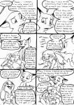 2016 anthro bed black_and_white bodily_fluids canid canine clothed clothing comic crying dialogue disney duo emotional english_text eric_schwartz eyes_closed female fox furniture hi_res inside judy_hopps lagomorph laugh leporid male mammal monochrome nick_wilde pillow rabbit red_fox romantic romantic_couple sitting sound_effects tears text tissue topless true_fox zootopia