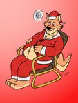 3_toes anthro belly big_belly blush brown_body chair christmas_clothing christmas_headwear clothing costume feet furniture hat headgear headwear holidays male overweight overweight_male santa_costume santa_hat simple_background sitting solo toes anilover16 brok_the_investigator christmas cowcat_games santa_claus sin_silver kangaroo macropod mammal marsupial 2023 absurd_res hi_res