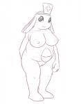 anthro anthrofied breasts chansey egg female generation_1_pokemon genitals hi_res looking_at_viewer monochrome nintendo nipples nude pokemon pokemon_(species) posexe pouch_(anatomy) pouch_purse pussy simple_background slightly_chubby smile solo white_background