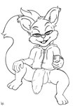 anthro barefoot big_penis bottomless clothed clothing feet foreskin genitals gloves handwear hoodie hoodie_only humanoid_genitalia humanoid_penis looking_at_viewer male penis solo tail topwear topwear_only unretracted_foreskin littlescylla conker's_bad_fur_day rareware conker mammal rodent sciurid tree_squirrel absurd_res hi_res monochrome