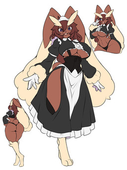 5_fingers anthro barefoot big_breasts big_butt black_clothing black_panties black_underwear breasts brown_body brown_fur brown_hair butt clothed clothed_anthro clothed_female clothing feet female fingers fur gloves hair handwear long_ears looking_at_viewer maid_headdress maid_uniform nipple_outline panties pokemorph purple_eyes scut_tail short_tail simple_background solo tail tan_body tan_fur under_boob underwear uniform white_background white_clothing white_gloves white_handwear wide_hips tattoorexy nintendo pokemon jade_hopper_(modblitzwing) generation_4_pokemon lagomorph lopunny mammal pokemon_(species) 2025 hi_res