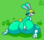 anthro big_butt blonde_hair blue_body blue_fur butt butt_slap easter_egg femboy food fruit fur hair holidays huge_butt kneeling looking_at_viewer looking_back looking_back_at_viewer male nude peach_(fruit) plant shaking_butt simple_background slap slapping_own_butt slapping_self smile solo text toilet_man animal_crossing easter nintendo sasha_(animal_crossing) lagomorph leporid mammal rabbit 2023 animated digital_media_(artwork) english_text piskel_(artwork) pixel_(artwork) pixel_animation short_playtime signature