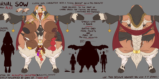 after_transformation anthro anus areola armpit_hair big_areola big_breasts big_butt bodily_fluids body_hair braided_hair breasts brown_body brown_skin butt chest_hair chest_tuft cleric clothing darkened_genitalia drooling ear_piercing extreme_penetration female fur gaping gaping_anus gaping_nipples gaping_urethra gaping_vagina genitals glowing glowing_eyes grey_body grey_fur grey_hair hair hedonism hooves huge_areola huge_breasts legwear messy_hair multi_breast navel navel_piercing nipple_fetish nipple_penetration nipple_play nipples nun nun_outfit overweight parasite penetration piercing pig_nose pig_snout profanity pubes saliva solo stockings tall tanned_skin text tongue tongue_out tongue_piercing torn_clothing torn_legwear torn_stockings tuft tusks urethra vulva acoustic_skeleton domestic_pig mammal suid suine sus_(pig) 2023 absurd_res english_text hi_res model_sheet