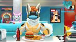 anthro bottle burger container detailed_background diner electronics feral food fries group jukebox machine male restaurant tail heartermobs protogen sergal 16:9 2022 hi_res widescreen