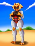 anthro beach breasts clothing female grey_body grin red_eyes smile solo swimwear thick_thighs wide_hipped_female wide_hips arisenleaf nintendo pokemon altered_forme_giratina generation_4_pokemon giratina humanoid legendary_pokemon pokemon_(species) 3:4 absurd_res hi_res