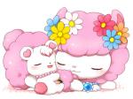 blush cuddling daww duo eyes_closed female feral flower fur hair heart_symbol jewelry kemono necklace pink_body pink_fur plant simple_background sleeping tuft white_background white_body white_fur wings wool_(fur) young young_feral aimia492 jewelpet sanrio sega sega_fave angela_(jewelpet) labra_(jewelpet) alpaca bear camelid mammal polar_bear ursine 4:3