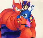 alien antennae_(anatomy) armor baymax big_hero_6 blue_body blue_claws blue_eyes blue_fur blue_nose claws clothed clothing crossover dipstick_antennae disney ears_down experiment_(lilo_and_stitch) fur group head_markings head_tuft hiro_hamada human lilo_and_stitch looking_at_another machine mammal markings multicolored_antennae mxst16344 notched_ear occipital_markings pivoted_ears red_clothing robot small_tail spacesuit stitch_(lilo_and_stitch) tail tuft