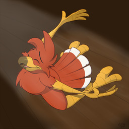 3_toes anthro beak eyes_closed feathers feet floor happy male nude nude_anthro nude_male red_body red_feathers skinny skinny_anthro skinny_male smile solo spread_arms stage tail tail_feathers tasteful_nudity toes wood wood_floor mcfan ash_aquilla_(sunnystoonhouse) accipitrid accipitriform avian bird eagle 1:1 hi_res