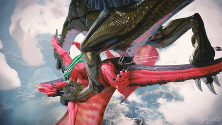anal anal_penetration animal_genitalia animal_penis anus bodily_fluids butt claws clothed clothing cloud cum cum_in_ass cum_inside day detailed_background drooling duo erection eyes_closed falling feral flying flying_sex gaping gaping_anus genital_fluids genital_slit genitals green_body green_scales hair horn horn_grab leaking looking_pleasured male male/male male_penetrated male_penetrating male_penetrating_male membrane_(anatomy) membranous_wings midair mountain nude open_mouth orgasm outside penetration penis red_body red_scales saliva scales scarf sex sharp_teeth sky spread_legs spreading tail teeth text toe_claws tongue tongue_out wing_grab wings salireths mythology kahagl_(character) ray_vanhem dragon lizard mythological_creature mythological_scalie reptile scalie 16:9 2015 3d_(artwork) digital_media_(artwork) english_text hi_res watermark widescreen