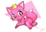 blush crown feral hair headgear heart_eyes heart_symbol jewelry lying male necklace on_side pink_body pink_hair pose side_butt solo tongue tongue_out young young_feral young_male kawa_(artist) pinkfong_(character) canid canine fox mammal absurd_res hi_res