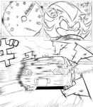 anthro car inside_car male solo vehicle ultimateshadow nissan_skyline sega sonic_the_hedgehog_(series) shadow_the_hedgehog eulipotyphlan hedgehog mammal comic hi_res monochrome