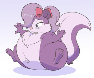 air_inflation anthro belly belly_expansion big_belly body_inflation expansion female immobile inflation solo spherical_inflation tail krystalvix tiny_toon_adventures warner_brothers fifi_la_fume mammal mephitid skunk