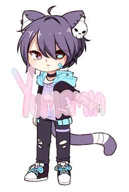 band-aid bandage bottomwear clothing ear_piercing ear_ring footwear hair hair_over_eye heterochromia jacket male pants piercing ring_piercing shoes solo topwear torn_bottomwear torn_clothing torn_pants wristband yumemin animal_humanoid cat_humanoid felid felid_humanoid feline feline_humanoid humanoid mammal mammal_humanoid