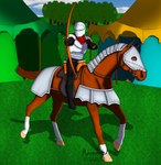 ambiguous_gender armor bridle duo feral feral_armor furgonomics knight male quadruped reins saddle warrior moonlight28 equid equine horse human mammal hi_res