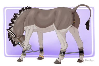 animal_genitalia animal_vulva anklet anus bdsm blue_eyes bondage bound butt equine_anus equine_genitalia equine_vulva female female_feral feral fully_bound fur genital_piercing genitals grey_body grey_fur innie_vulva jewelry labia_piercing looking_at_viewer muzzle_(object) muzzled nude outline piercing puffy_anus raised_tail restraints simple_background solo spreader_bar submissive submissive_female submissive_feral tail tail_anus text thumbless vulva vulva_piercing white_body white_fur kamilazu tj_(nightdancer) african_wild_ass asinus donkey equid equine mammal 2021 digital_media_(artwork) english_text hi_res