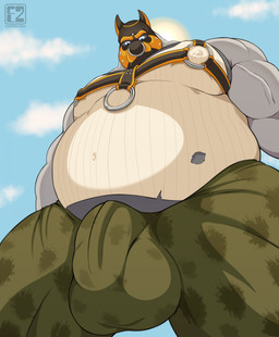 animal_mask anthro army army_clothing army_outfit army_uniform aroused aroused_male backlighting balls_outline barazoku bdsm beer_belly belly belly_focus biceps big_belly big_bulge big_muscles big_pecs black_harness blue_eyes blue_sky bondage bottomwear bound bulge bulge_focus camo camo_bottomwear camo_clothing camo_pants camo_print clothing cloud cloudy_sky crotch_focus detailed_bulge erection erection_under_clothing erection_under_pants fur genital_outline green_bottomwear green_clothing green_pants grey_body grey_fur harness inviting inviting_to_sex inviting_viewer leather leather_harness light looking_at_viewer looking_down looking_down_at_viewer low-angle_view male manly mask masked_male military military_clothing military_pants military_uniform musclegut muscular muscular_anthro muscular_arms muscular_male muscular_thighs nipples offering_sex offering_to_viewer outside overhead_lighting pants pattern_bottomwear pattern_clothing pattern_pants pecs penis_outline presenting presenting_bulge pup_mask seducing_viewer seductive shadow shirt showing_off_muscles sky soldier solo standing sun sunlight tank_top tenting thick_arms thick_thighs tight_bottomwear tight_clothing tight_pants tight_shirt tight_topwear topwear uniform vein veiny_muscles warrior wearing_mask white_body white_clothing white_fur white_shirt white_tank_top white_topwear wide_stance cheeselion2 mag_(midnighthossman) ape gorilla haplorhine mammal primate absurd_res hi_res lighting