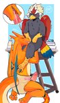 2_horns 3_toes 5_fingers abdl adult_baby ageplay animal_feet anthro avian_feet baby_bottle back_wings beak black_claws black_finger_claws black_talons black_toe_claws blue_cere blue_pacifier blue_tail blue_tail_feathers blue_tail_tip blue_wings blush bodily_fluids bottle cere_(anatomy) changing_table claws clean_diaper close-up close_up_panel cloth_diaper clothed clothing container countershade_body countershade_tail countershade_torso countershading curling_toes dialogue diaper diaper_changing_supplies diaper_fastener diaper_fetish diaper_only dipstick_tail dragon_tail duo emanata erection eyebrow_ridge eyes_closed fastener feather_hair feathered_crest feathers feet fellatio finger_claws fingers fire flaming_tail foreskin furgonomic_diaper furgonomics furniture genital_fluids genitals grey_arms grey_body grey_face grey_feathers grey_legs grey_wings head_crest horn humanoid_genitalia humanoid_hands humanoid_penis infantilism kneeling kneeling_and_blow_position kneeling_oral_position licking looking_pleasured male male/male markings membrane_(anatomy) membranous_wings milk milk_bottle milk_container multicolored_body multicolored_feathers multicolored_tail multicolored_tail_feathers nude on_table open_mouth oral oral_penetration orange_arms orange_body orange_face orange_feet orange_horn orange_legs orange_snout orange_tail orange_wings pacifier penetration penile penis penis_in_mouth penis_lick pink_diaper_fastener pink_fastener pink_penis pokemorph precum precum_in_mouth pseudo_hair red_back red_body red_feathered_crest red_feathers red_tail red_tail_feathers red_wings roleplay scuted_arms scuted_feet scuted_hands scuted_legs scutes sex sharp_teeth simple_background sit_and_blow_position sitting sitting_on_changing_table sitting_on_table smile speech_bubble sweat sweatdrop table tail tail_feathers tail_markings talon_hands talons tan_body tan_cloth_diaper tan_feather_hair tan_tail tan_torso teeth text throbbing throbbing_penis toe_claws toes tongue topless wearing_diaper white_feathered_crest white_toe_claws wings wood wood_furniture wood_table yellow_arms yellow_beak yellow_feet yellow_hands yellow_legs yellow_tail yellow_tail_feathers fructoruu nintendo pokemon baxter_blaze fan_character nado_soarian avian braviary charizard draconic generation_1_pokemon generation_5_pokemon pokemon_(species) reptile scalie 2025 absurd_res artist_name colored digital_drawing_(artwork) digital_media_(artwork) hi_res