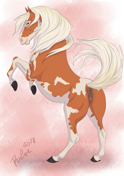 animal_genitalia animal_vulva anus black_hooves equine_anus equine_genitalia equine_vulva female feral gaping gaping_vagina genitals green_eyes hooves looking_at_viewer mane orange_body raised_tail smile solo tail tail_anus vulva white_body white_mane white_tail rufciu citag_(citagalpha) equid equine horse mammal 2018 dated hi_res signature