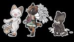 ambiguous_gender anthro anthrofied bag bag_over_shoulder biped black_eyes blush bottomwear bouquet brown_body brown_ears brown_fur chibi clothing eyelashes eyes_closed flower fur group hand_on_face handpaw holding_bouquet holding_flower holding_object looking_at_viewer looking_back looking_back_at_viewer markings melee_weapon one_leg_up open_mouth open_smile outline pawpads paws plant raised_leg semi-anthro shirt shorts simple_background sitting smile spots spotted_markings standing striped_markings striped_tail stripes sword tail tail_markings tan_body tan_ears tan_fur tongue topwear transparent_background trio weapon whiskers white_body white_fur white_outline softsy pixel_cat's_end domestic_cat felid feline felis mammal not-cat tabby_cat tortoiseshell_cat 2022 7:4 alpha_channel digital_drawing_(artwork) digital_media_(artwork)