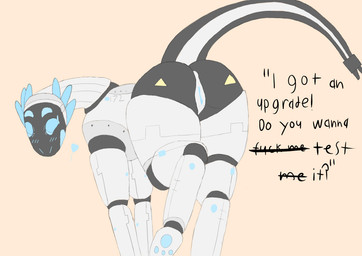 butt female feral genitals machine presenting presenting_hindquarters presenting_vulva screen screen_face solo tail vulva penwik mythology emote_(penwik) android dragon mythological_creature mythological_scalie robot scalie