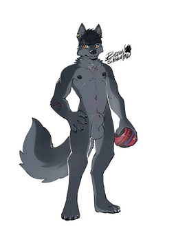 4_toes 5_fingers animal_genitalia anthro attached_sheath balls big_balls big_sheath biped bite_mark countershade_arms countershade_face countershade_fur countershade_tail countershade_torso countershading ear_piercing eye_scar facial_piercing facial_scar feet fingers fully_sheathed fur genitals hand_on_leg hand_on_thigh holding_object lip_piercing looking_sideways male nipple_piercing nipples piercing scar sheath simple_background snakebite_piercing solo standing tail toes white_background raineshadowpaw val_(raineshadowpaw) canid canine mammal 3:4 hi_res