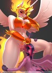 anthro big_breasts big_dom_small_sub blush bodily_fluids bottomless breast_size_difference breasts chrysalisdraws clothed clothing cunnilingus daybreaker_(mlp) dominant dominant_female duo equid equine feathered_wings feathers female female/female friendship_is_magic genital_fluids genitals gloves handwear hasbro heart_symbol hi_res horn horn_grab larger_female mammal my_little_pony mythological_creature mythological_equine mythology navel nipples nude one_eye_closed open_mouth oral pussy sex size_difference smaller_female submissive submissive_female sweat tongue tongue_out topwear twilight_sparkle_(mlp) vaginal vaginal_fluids winged_unicorn wings