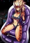 big_breasts bound breasts cleavage clothed clothing female horn markings restraints spots spotted_body spreader_bar ryuusei_(mark_ii) one-punch_man one_(manga) raptora animal_humanoid horned_humanoid humanoid hi_res