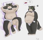 anthro belly blush bow_tie bulge clothing kemono lying male moobs navel nipples overweight overweight_male smile solo standing underwear toyaaaa_chub lackadaisy horatio_bruno 2025 hi_res