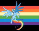 blue_body blue_feathers blue_fur eyewear feathered_wings feathers female feral fur goggles hair multicolored_hair multicolored_tail rainbow rainbow_background rainbow_hair rainbow_tail simple_background solo tail wings sciencefox friendship_is_magic hasbro my_little_pony mythology rainbow_dash_(mlp) equid equine mammal mythological_creature mythological_equine pegasus 5:4