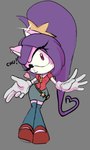 air_kiss alternate_costume alternate_universe anthro bottomwear clothed clothing ear_piercing female fully_clothed gloves hair handwear heart_symbol lips one_eye_closed piercing ponytail purple_eyes skirt solo text white_clothing white_gloves white_handwear wide_hips bananagaari sega sonic_the_hedgehog_(series) fan_character star_the_spineless_hedgehog eulipotyphlan hedgehog mammal english_text hi_res