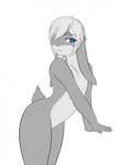 anthro blue_eyes femboy fur grey_body grey_fur grey_hair hair male nude scut_tail short_tail simple_background solo standing tail three-quarter_view white_background son2j bun_morozov hare lagomorph leporid mammal rabbit digital_drawing_(artwork) digital_media_(artwork) flat_colors greyscale hi_res monochrome portrait sketch spot_color three-quarter_portrait