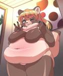 anthro big_breasts breasts female mature_anthro mature_female nude slightly_chubby solo nikuq_owata canid canine mammal raccoon_dog tanuki hi_res