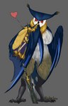 anthro armor big_breasts blade breasts duo feathers feet female genitals heart_symbol larger_female male pussy red_eyes size_difference smaller_male talons thick_thighs toes wings medicinal_succ capcom monster_hunter scale_knight_(medicinalsucc) avian bird bird_wyvern malfestio owl absurd_res hi_res