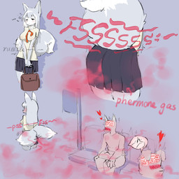 fart fart_cloud fart_fetish female in_heat male male/female pheromone_fart pheromone_gas pheromones pink_fart_cloud rumbling_stomach 123zzj canid canine fox mammal 1:1 hi_res