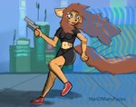 anthro arm_tuft big_tail building clothing detailed_background elbow_tuft female fluffy fluffy_tail footwear gun hair handgun long_hair long_tail malorian_arms_3516_(cyberpunk_2077) multicolored_body pistol ranged_weapon sandevistan shoes sneakers solo tail tuft two_tone_body weapon manofmanyfaces cd_projekt_red cyberpunk_2077 apogee_(tinygaypirate) canid canine canis domestic_dog mammal shaded