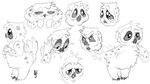 ambiguous_gender angry anthro blush blush_lines bodily_fluids crying expressions solo sweat tears yelling waitfurgodot avian bird horned_owl owl snowy_owl true_owl 16:9 model_sheet monochrome widescreen