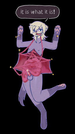 anthro balls blonde_hair blood bodily_fluids exposed_organs freckled_face freckles fur genitals gore gore_focus guts hair happy_gore intestines looking_at_viewer male nipples nonchalant open_mouth open_smile organs pawpads penis pinned purple_body purple_fur raised_arms simple_background smile solo speech_bubble tail text white_body white_fur wounded androserum lamapola vinea_(lamapola) domestic_ferret mammal mustelid musteline true_musteline weasel 2026 absurd_res digital_media_(artwork) hi_res portrait nonbinary_(lore)