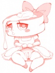 blush bottomwear butter clothed clothing clothing_lift dairy_products eyelashes female food for_a_head genitals not_furry o3o pancake pussy ribbons short_stack skirt skirt_lift solo conditional_dnp exed_eyes level-5 yo-kai_watch hottocake food_creature humanoid object_head