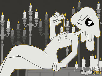 ambiguous_gender biped black_background black_sclera candle crossed_legs fingers looking_at_viewer nude_humanoid open_mouth simple_background sitting solo tongue white_body white_eyes whygena humanoid wax_creature 4:3 animated