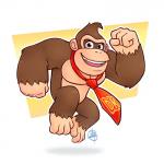 anthro barefoot biped brown_body brown_eyes brown_fur feet fur male muscular muscular_anthro muscular_male necktie pecs simple_background solo text_on_necktie luigil donkey_kong_(series) nintendo donkey_kong_(character) ape haplorhine mammal primate 1:1 hi_res signature