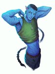 black_hair blue_body clothing dog_tag_necklace green_clothing green_shirt green_topwear hair male military_uniform queue_(hairstyle) shirt simple_background solo topwear uniform white_background yellow_eyes orosciokkk james_cameron's_avatar miles_quaritch alien alien_humanoid animal_humanoid felid felid_humanoid feline feline_humanoid humanoid hybrid mammal mammal_humanoid na'vi recombinant_(avatar) 3:4 hi_res