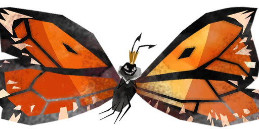 4_legs ambiguous_gender antennae_(anatomy) anthro big_wings black_antennae black_body crown evil_grin eyespots flying grin hands_together headgear insect_wings lepidopteran_wings markings monotone_body multicolored_wings nude orange_wings ruff simple_background smile solo spread_wings teeth text toothy_grin white_background wings fishyyrod disney hoppers_(disney) pixar the_very_hungry_caterpillar titus_(hoppers) arthropod butterfly insect lepidopteran monarch_butterfly 2026 digital_media_(artwork) english_text lineless