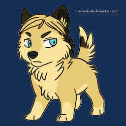 ambiguous_gender blonde_hair blue_eyes chibi feral feralized fur hair solo yellow_body yellow_fur ouivon attack_on_titan erwin_smith canid canine canis mammal wolf 1:1 2013 animated low_res
