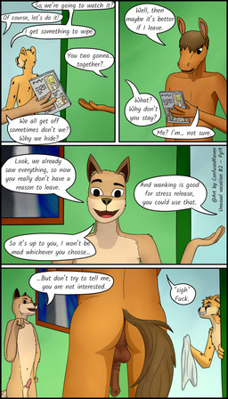 3_fingers adolescent animal_genitalia animal_penis anthro anus backsack balls becoming_erect black_eyes breasts brown_body brown_fur brown_hair brown_tail butt canine_genitalia canine_penis casual_nudity cheek_tuft chest_tuft countershade_face countershade_torso countershading darkened_balls darkened_genitalia darkened_penis dialogue dvd equine_genitalia equine_penis erection eyebrows facial_markings facial_tuft fangs fellatio female female_penetrated fingers flaccid fur genitals gesture green_body grey_body grin group hair half-erect hallway hand_gesture hand_on_head head_markings inner_ear_fluff looking_at_genitalia looking_at_penis lying male male/female male_anthro male_penetrating male_penetrating_female markings multicolored_body multicolored_fur navel nipples nude_anthro nude_male on_side open_mouth oral penetration penile penis penis_tip photo pointing pornography retracted_sheath saggy_balls sex sheath simple_eyes smile speech_bubble spots spotted_body spotted_fur tail tan_body tan_fur teeth text tongue towel tuft two_tone_body two_tone_fur urethra vaginal vaginal_penetration vulva white_body white_fur yellow_body young young_anthro young_male confusedraven dave_(confusedraven) jay_(confusedraven) sam_(confusedraven) canid canine canis cheetah dingo equid equine felid feline horse mammal 4:7 absurd_res comic cover dvd_cover english_text hi_res multiple_scenes translation_check translation_request