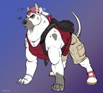 ball basketball_(ball) clothed clothing feral jock male mongrel_dog solo narram tanner_(narram) canid canine canis canis_species(narram) domestic_dog mammal absurd_res hi_res