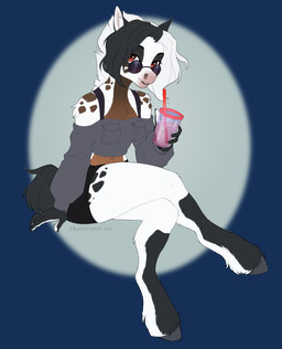 5_fingers anthro beverage biped black_body black_fur black_hair breasts brown_body brown_eyes brown_fur clothed clothed_anthro clothed_female clothing container copyright_symbol countershade_hands countershading cup drinking_straw eye_patch_(marking) eyebrows eyelashes eyewear facial_markings female female_anthro fingers fully_clothed fully_clothed_anthro fully_clothed_female fur glasses hair head_markings holding_beverage holding_container holding_cup holding_object hooves humanoid_hands iris looking_at_viewer markings multicolored_hair navel patch_(marking) pupils simple_background smile snout solo sunglasses symbol tail text two_tone_hair unguligrade white_body white_fur white_hair kyotoleopard kabachok_(zazush_una) equid equine horse mammal 2021 absurd_res alpha_channel artist_name dated digital_media_(artwork) hi_res