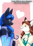 anthro blue_hair bodily_fluids clothing duo female female/female hair long_hair proposal romantic romantic_couple simple_background tears text kacey ace_(ayukawataur) ace_(kacey) kristania anubian_jackal canid canine canis domestic_cat felid feline felis jackal mammal 2005 low_res url